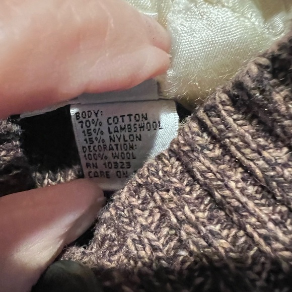 Talbots Brown Cable Knit Cardigan with Multicolor Accents - Picture 4 of 5